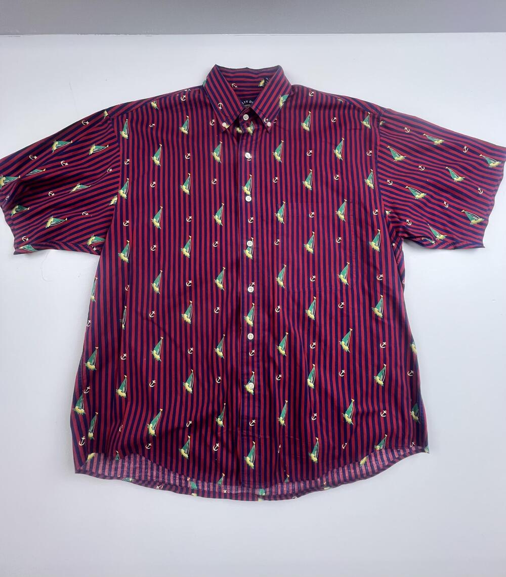 GANT Shirt Mens L Multicolor Sailboat Short Sleeve Button Up Nautical Salty Dog